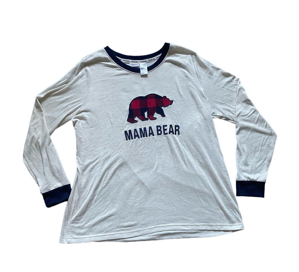 Dearfoams Womens Mama Bear Cozy Sleepwear Long sleeve top Size XL